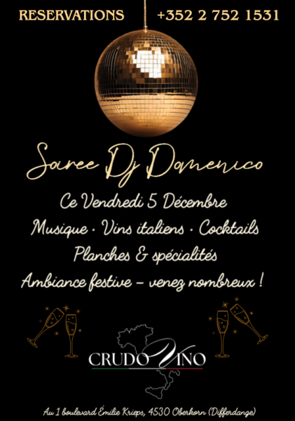 <strong>Soir&eacute;e DJ Domenico !</strong>